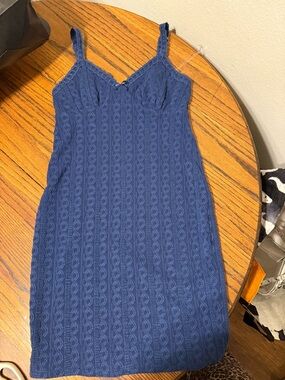 Vintage no boundaries cable knit blue dress y2k